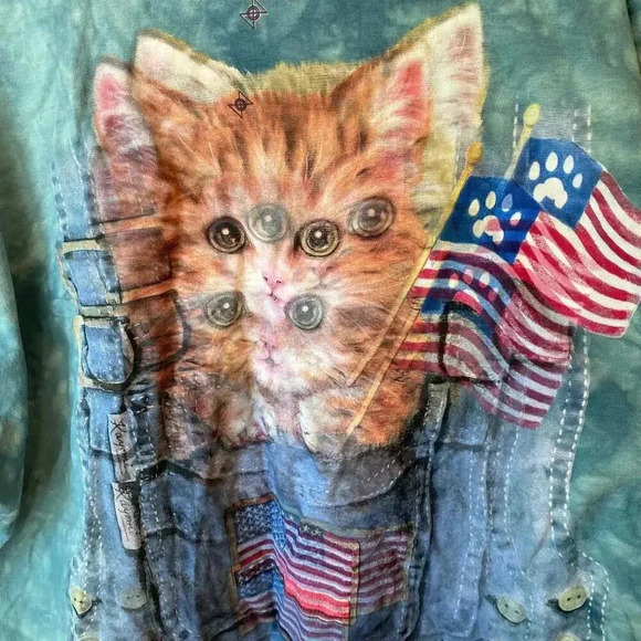 Cotton Tied Dyed Lion and Cat Prints Shirt Unisex Adult Plus Size 2XL - Picture 5 of 5